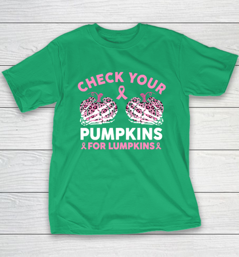 Check Your Pumpkins Breast Cancer Awareness Halloween Youth T-Shirt 4