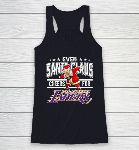 Los Angeles Lakers Even Santa Claus Cheers For Christmas NBA Racerback Tank 7