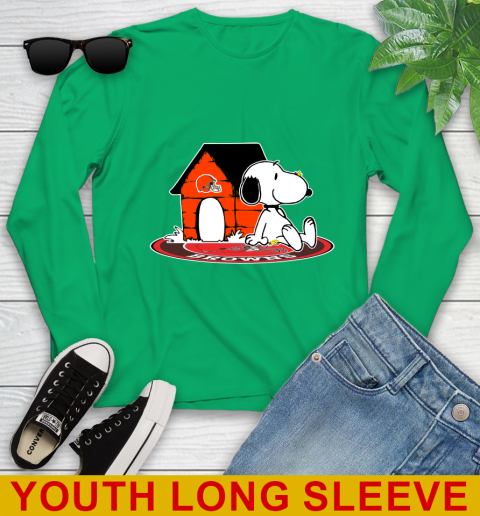 NFL Football Cleveland Browns Snoopy The Peanuts Movie Shirt Youth Long Sleeve 7