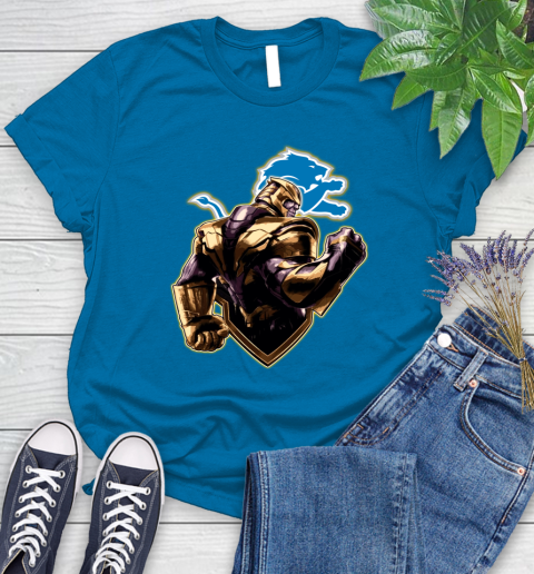 NFL Thanos Avengers Endgame Football Sports Detroit Lions Women's T-Shirt 7