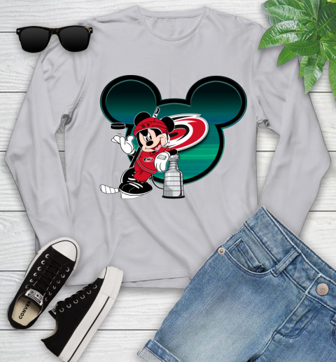 NHL Carolina Hurricanes Stanley Cup Mickey Mouse Disney Hockey T Shirt Youth Long Sleeve 5