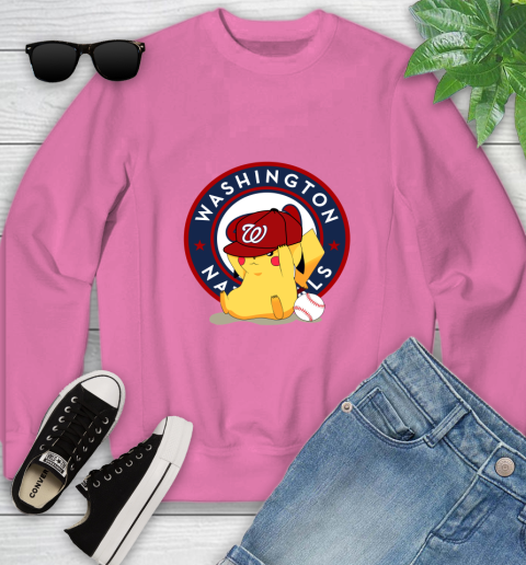 MLB Pikachu Baseball Sports Washington Nationals Youth Sweatshirt 7