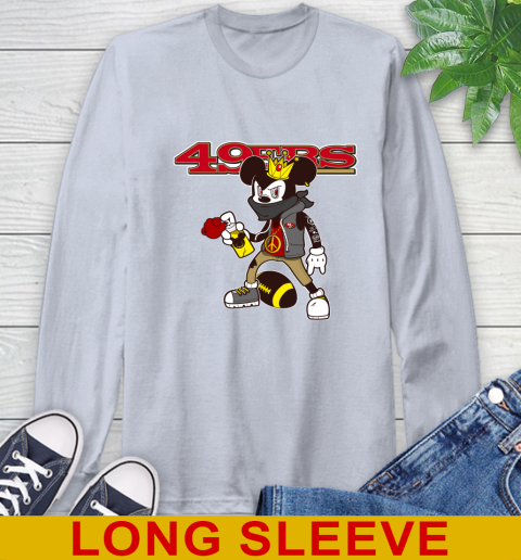 San Francisco 49ers NFL Football Mickey Peace Sign Sports Long Sleeve T-Shirt 6