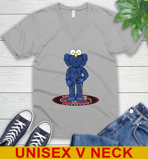 NHL Hockey Arizona Coyotes Kaws Bff Blue Figure Shirt V-Neck T-Shirt 4