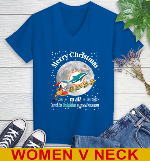 Miami Dolphins Merry Christmas To All And To Dolphins A Good Season NFL Football Sports Women's V-Neck T-Shirt 9