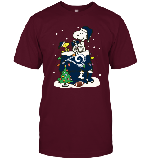 jm19 a happy christmas with los angeles rams snoopy jersey t shirt 60 front maroon
