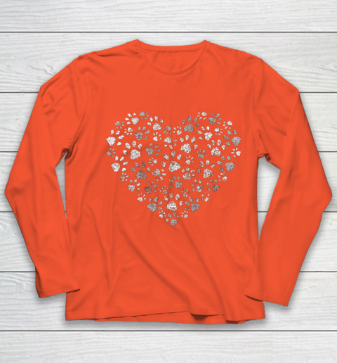 Dog Mom T Shirt Cool Paw Print Heart Women Men Dog Lovers Youth Long Sleeve 3