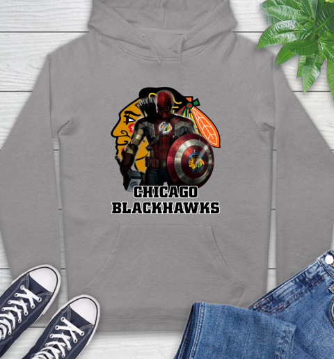 NHL Chicago Blackhawks Long Sleeve T-shirt Men's L Dark Gray Front  Pocket