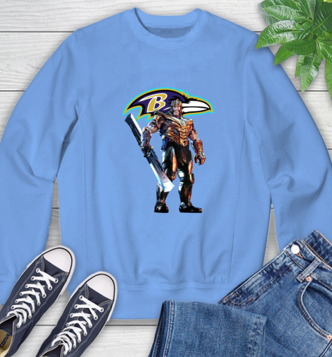 NFL Thanos Gauntlet Avengers Endgame Football Baltimore Ravens Sweatshirt 11