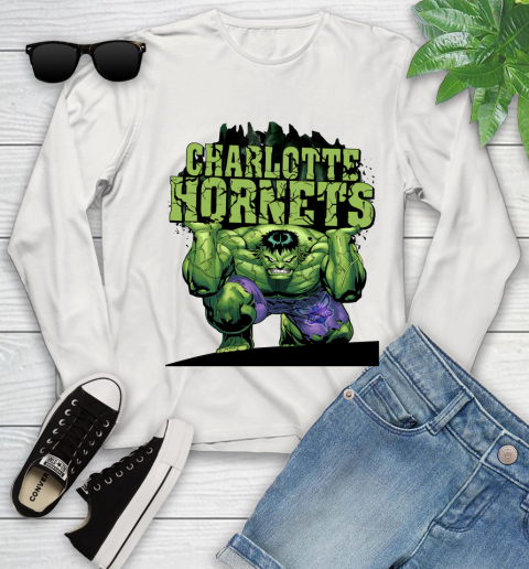 Charlotte Hornets NBA Basketball Incredible Hulk Marvel Avengers Sports Youth Long Sleeve 12