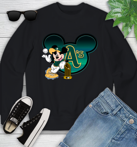MLB Oakland Athletics The Commissioner's Trophy Mickey Mouse Disney Youth Sweatshirt 2
