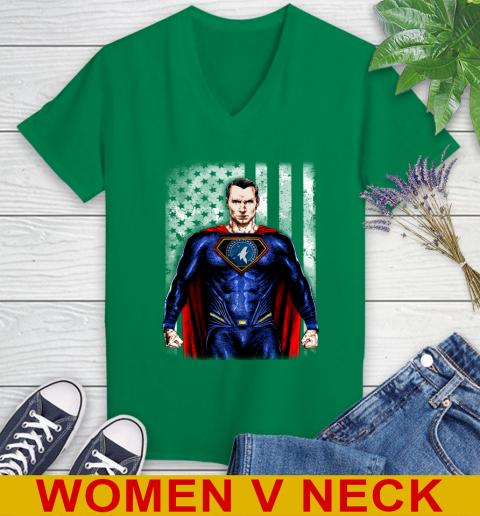 NBA Basketball Minnesota Timberwolves Superman DC Shirt Women's V-Neck T-Shirt 5
