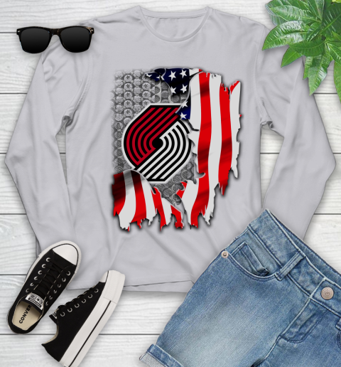 Portland Trail Blazers NBA Basketball American Flag Youth Long Sleeve 5