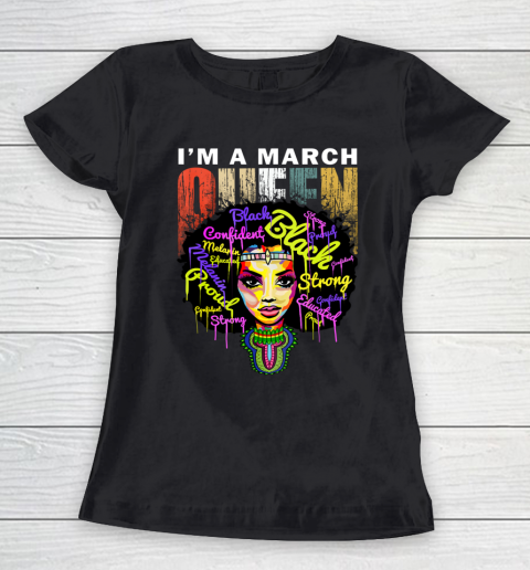 Womens March Birthday Queen Shirts for Women African Black Girl Women's T-Shirt