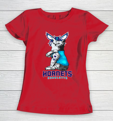 NBA Basketball My Cat Loves Charlotte Hornets Women's T-Shirt 9