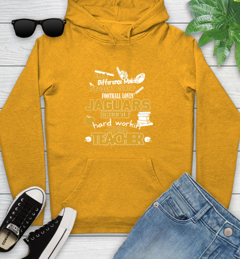 Jacksonville Jaguars NFL I'm A Difference Making Student Caring Football Loving Kinda Teacher Youth Hoodie 2