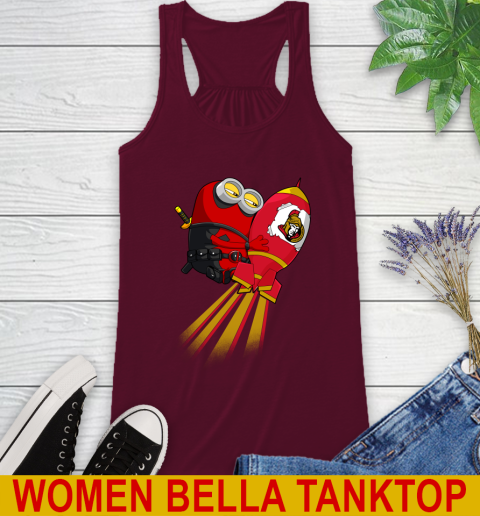 NHL Hockey Ottawa Senators Deadpool Minion Marvel Shirt Racerback Tank 2