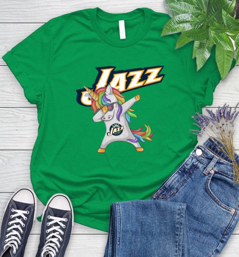 Utah Jazz NBA Basketball Funny Unicorn Dabbing Sports Women's T-Shirt 6