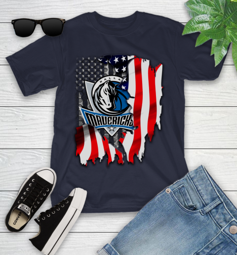 Dallas Mavericks NBA Basketball American Flag Youth T-Shirt 2