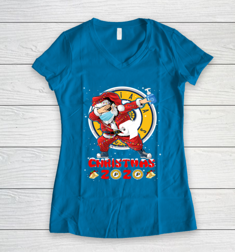 Indiana Pacers Funny Santa Claus Dabbing Christmas 2020 NBA Women's V-Neck T-Shirt 5