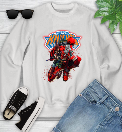 NBA Deadpool Marvel Comics Sports Basketball New York Knicks Youth Sweatshirt