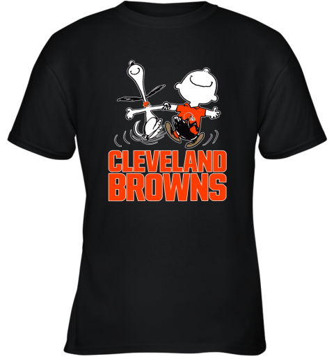 Snoopy And Charlie Brown Happy Cleveland Browns Fans Youth T-Shirt