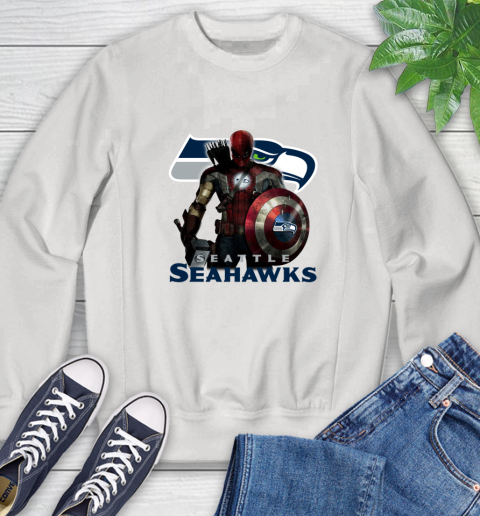 NFL Captain America Thor Spider Man Hawkeye Avengers Endgame Football Seattle Seahawks Sweatshirt
