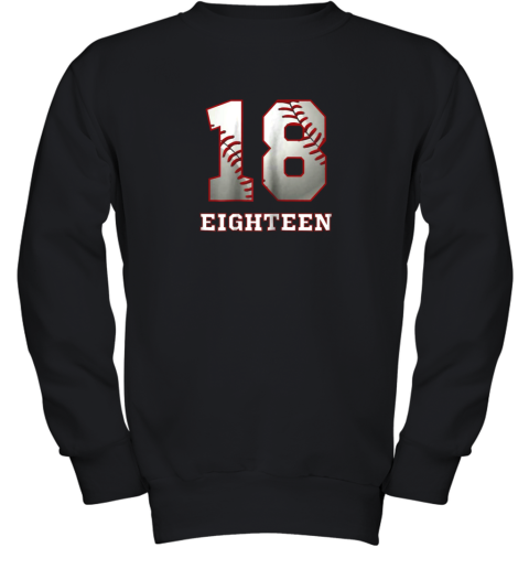 Baseball Number Player No 18 Jersey Youth Sweatshirt