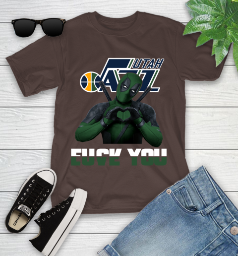 NBA Utah Jazz Deadpool Love You Fuck You Basketball Sports Youth T-Shirt 7