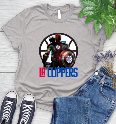 LA Clippers NBA Basketball Captain America Thor Spider Man Hawkeye Avengers Women's T-Shirt 10
