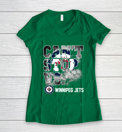 NHL Winnipeg Jets Hockey Can't Stop Vs Women's V-Neck T-Shirt 3