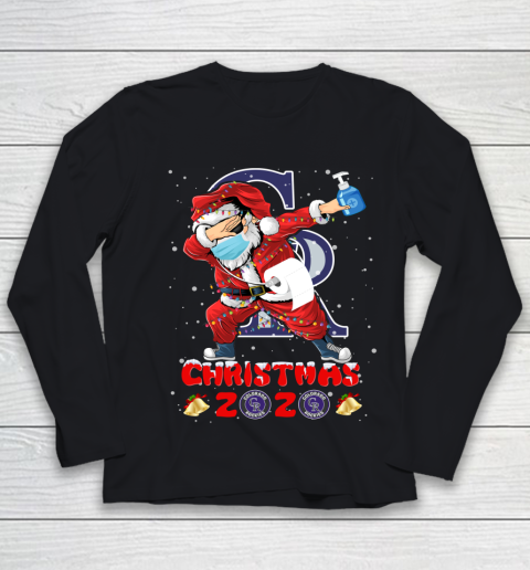 Colorado Rockies Funny Santa Claus Dabbing Christmas 2020 MLB Youth Long Sleeve