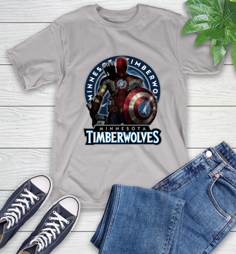 Minnesota Timberwolves NBA Basketball Captain America Thor Spider Man Hawkeye Avengers T-Shirt 12