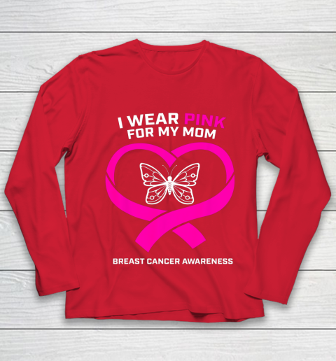 Men Women Kids Wear Pink For My Mom Breast Cancer Awareness Youth Long Sleeve 8
