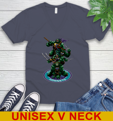 NBA Basketball Charlotte Hornets Teenage Mutant Ninja Turtles Shirt V-Neck T-Shirt 8