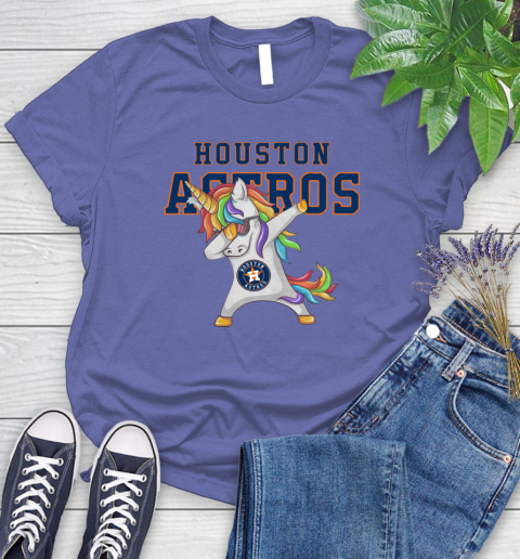 Houston Astros MLB Baseball Funny Unicorn Dabbing Sports Women's T-Shirt 11