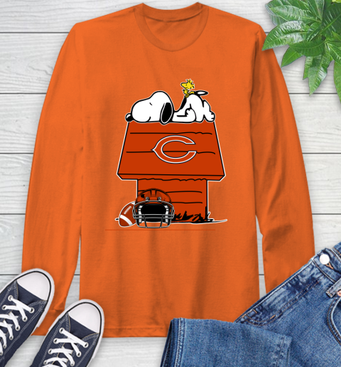 Chicago Bears NFL Football Snoopy Woodstock The Peanuts Movie Long Sleeve T-Shirt 5
