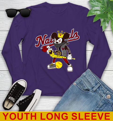 Washington Nationals MLB Baseball Mickey Peace Sign Sports Youth Long Sleeve 5