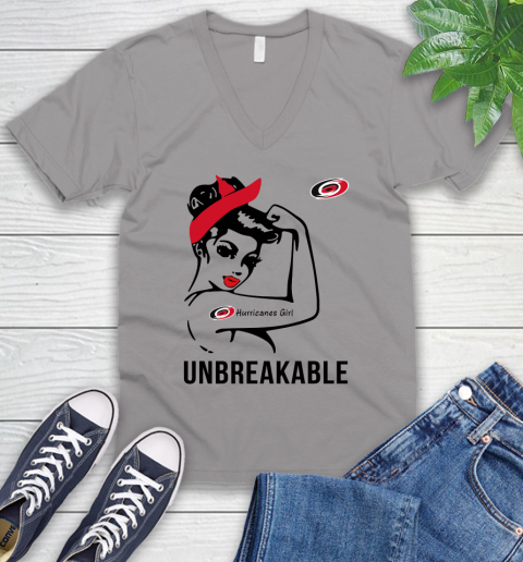 NHL Carolina Hurricanes Girl Unbreakable Hockey Sports V-Neck T-Shirt 2