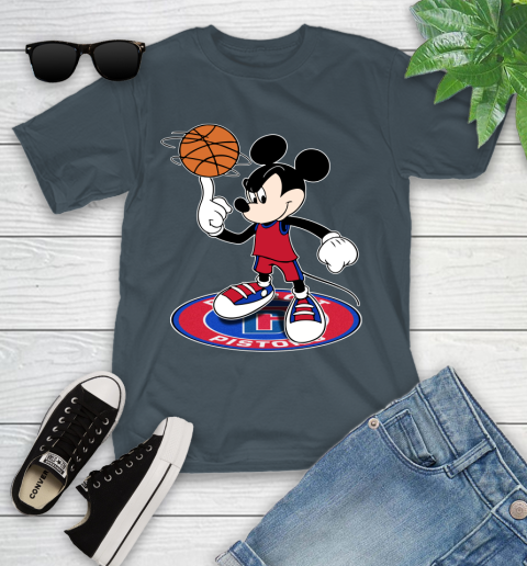 NBA Basketball Detroit Pistons Cheerful Mickey Disney Shirt Youth T-Shirt 8