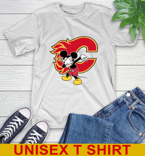 Calgary Flames NHL Hockey Dabbing Mickey Disney Sports T-Shirt