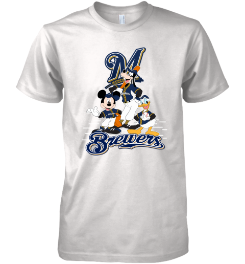 Milwaukee Brewers Mickey Donald And Goofy Baseball Premium Men's T-Shirt