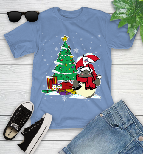 Columbus Blue Jackets NHL Hockey Cute Tonari No Totoro Christmas Sports Youth T-Shirt 15