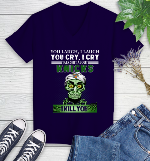NBA Talk Shit About New York Knicks I Kill You Achmed The Dead Terrorist Jeffrey Dunham Basketball Women's V-Neck T-Shirt 3