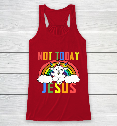 Unicorn Rainbow Not Today Jesus Premium Racerback Tank 5