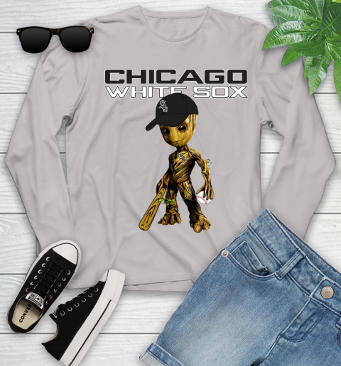 MLB Chicago White Sox Groot Guardians Of The Galaxy Baseball Youth Long Sleeve 12