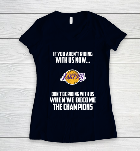 NBA Los Angeles Lakers Basketball We Become The Champions Women's V-Neck T-Shirt 2