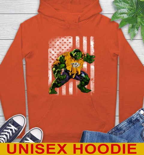 Nashville Predators Hulk Marvel Avengers NHL Hockey American Flag Hoodie 4