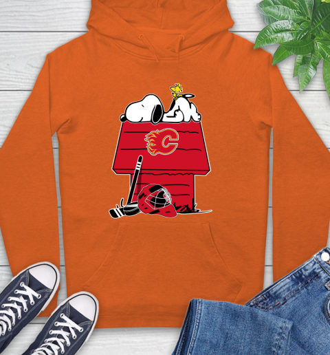 Calgary Flames NHL Hockey Snoopy Woodstock The Peanuts Movie Hoodie 5