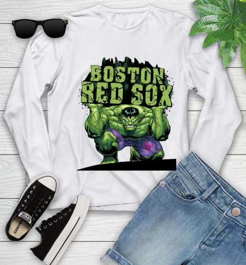 Boston Red Sox MLB Baseball Incredible Hulk Marvel Avengers Sports Youth Long Sleeve
